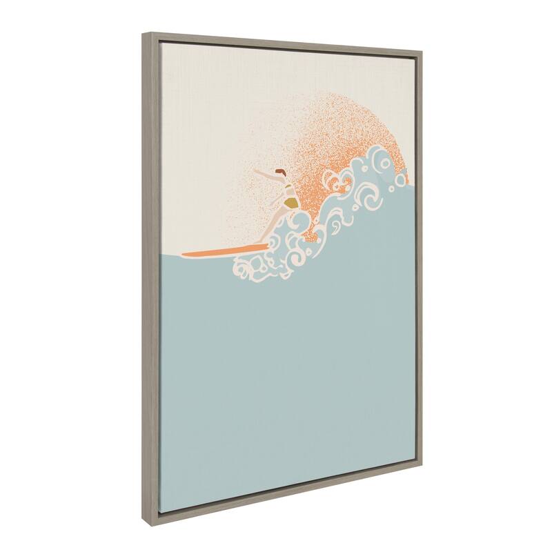 Kate and Laurel Sylvie Breeze Surfer Framed Canvas by Hannah Beisang