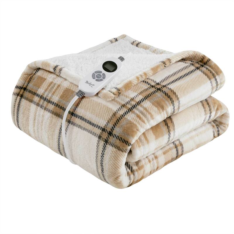 Woolrich Print Plush to Sherpa Heated Throw