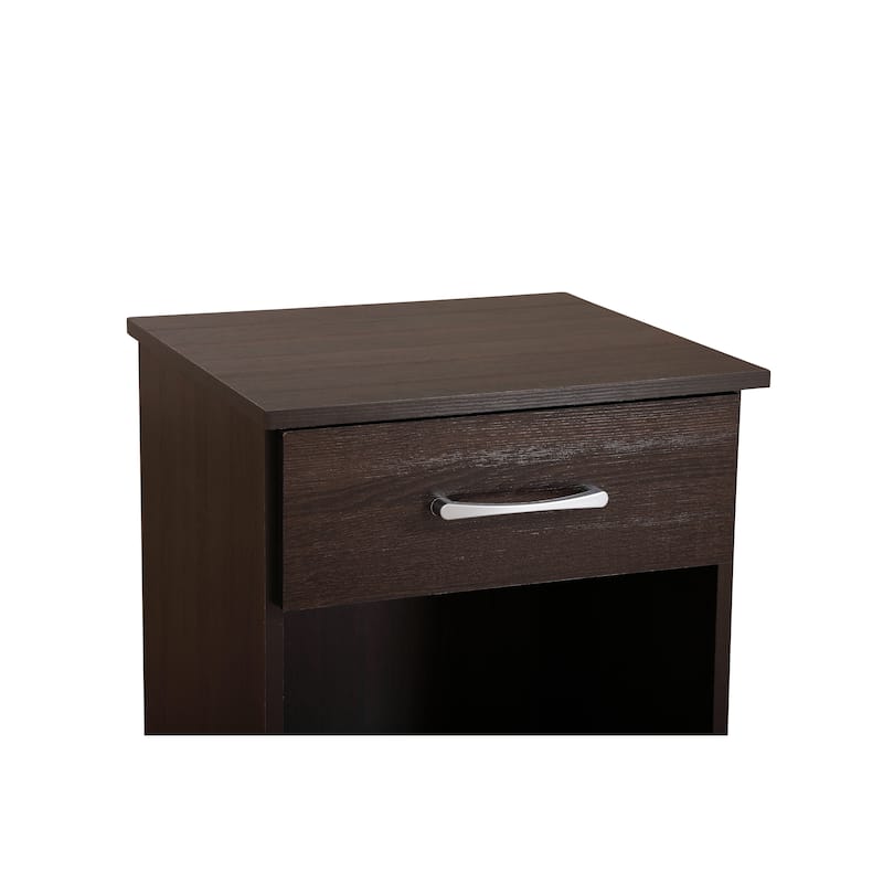 Wenge Nightstand with Rich Finish, 24x18x16 Compact Bedside Table for Bedroom Storage, Lamps and Essentials