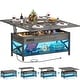 preview thumbnail 22 of 27, Lift Top Coffee Table with LED Lights and USB Port, Modern Farmhouse Convertible Dining Table