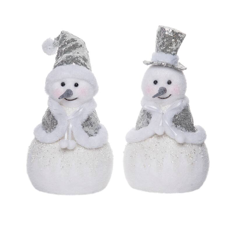 Transpac Foam Glitz Snowman Decor Set of 2 Christmas Home Decorations