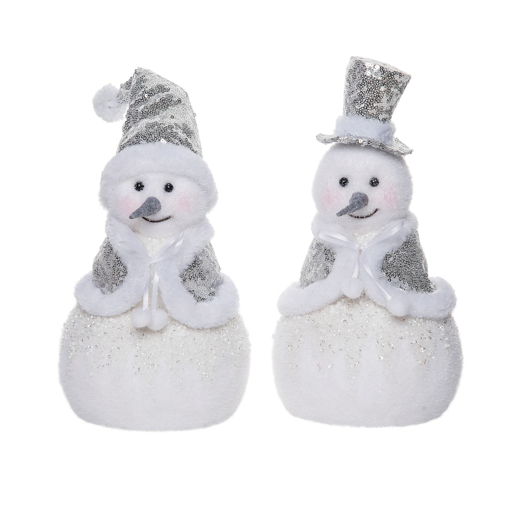 Transpac Foam Glitz Snowman Decor Set of 2 Christmas Home Decorations