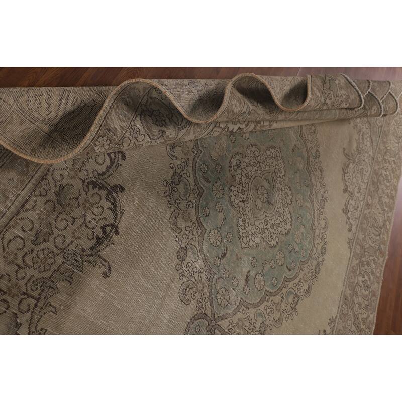 Distressed Tabriz Persian Area Rug Handmade Wool Carpet - 7'9"x 11'3"