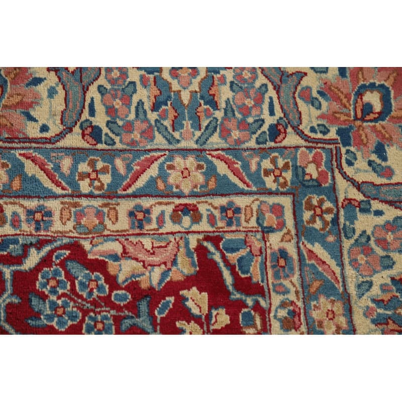 Vegetable Dye Floral Yazd Antique Persian Wool Carpet - 6'6" x 9'10"