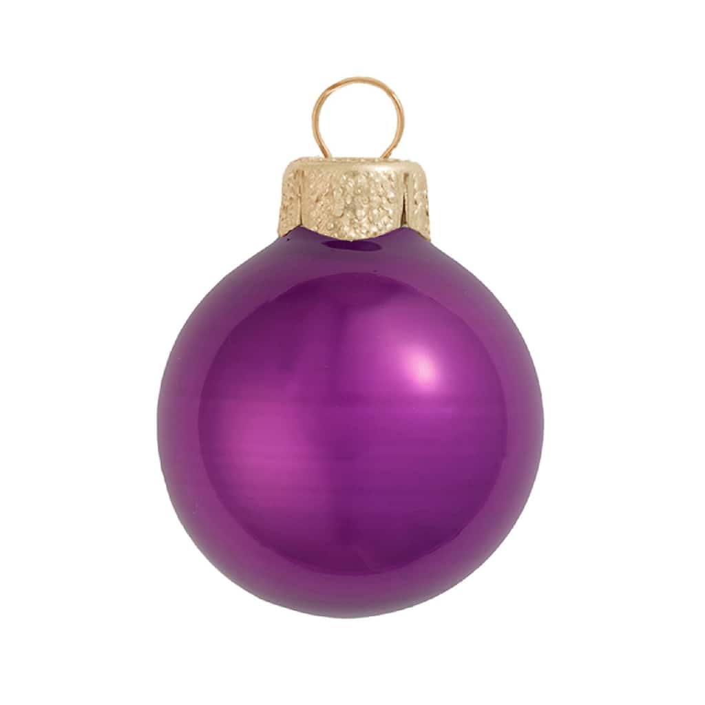 Pearl Finish Glass Christmas Ball Ornaments 2.75" (70Mm) Purple 12Ct