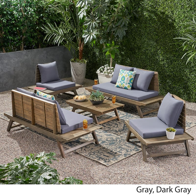 Sedona Outdoor 6 Seater Acacia Wood Chat Set by Christopher Knight Home
