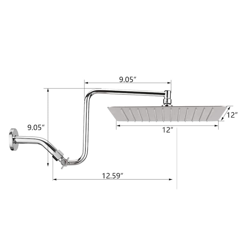 12 inch Adjustable Extension Arm High-pressure Rain Shower Head, Rain Fixed Shower Head