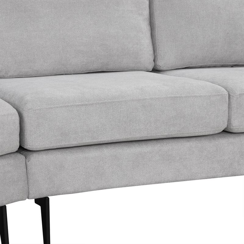 111" 3 Seater Sofa Couch, Chenille Curved Sofa Couch with 2 Printed Pillows Modern Upholstered Sofa for Living Room