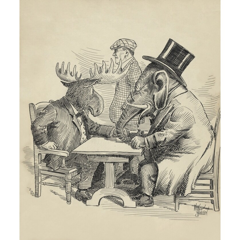 Shop Political Cartoon About The 1912 Presidential Election By Barclay Mckee The Republican Elephant Conferences With Theodore Roosev Overstock 24376054