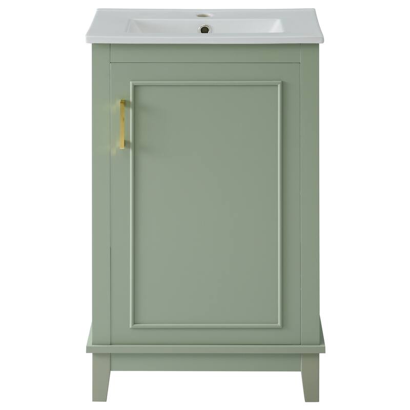 20 Inch Modern Small Bathroom Vanity Cabinet With Ceramic Basin,Ample Storage,1 Soft Close Doo
