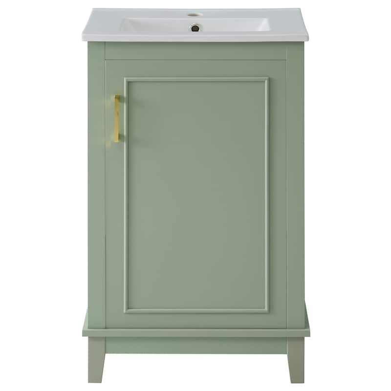 Bathroom Vanity with Sink, Small Bathroom Cabinet with Storage Racks, Single Basin Vanity Set with Soft-Close Door