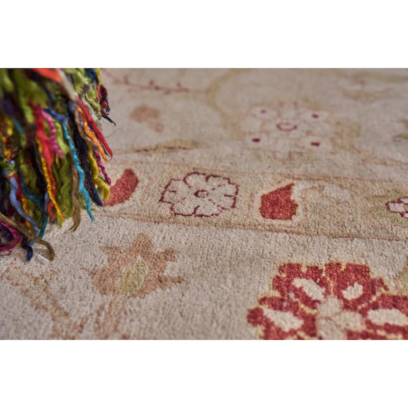 EXQUISITE RUGS ONE-OF-A-KIND Agra Hand Knotted Light Beige Rug - 12'2"x14'6"