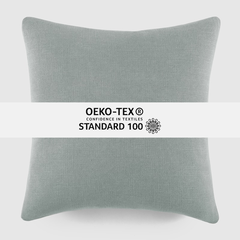 Washed and Distressed Cotton Decor Throw Pillow in Stone Washed