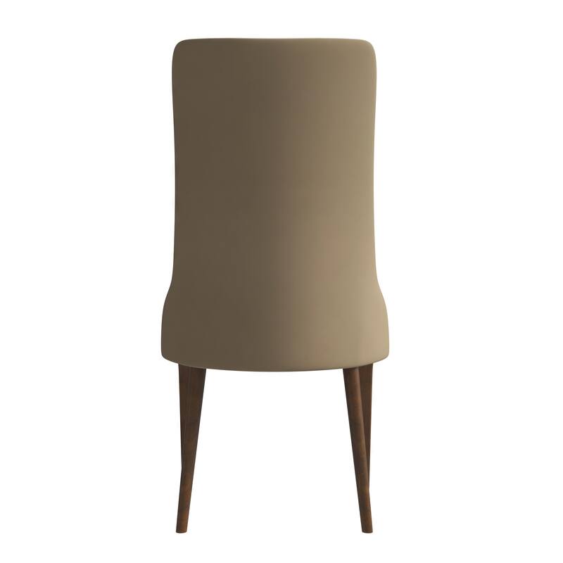 High-Back Dining Chair Upholstered in Leather with Ash Wood Legs Elm Collection