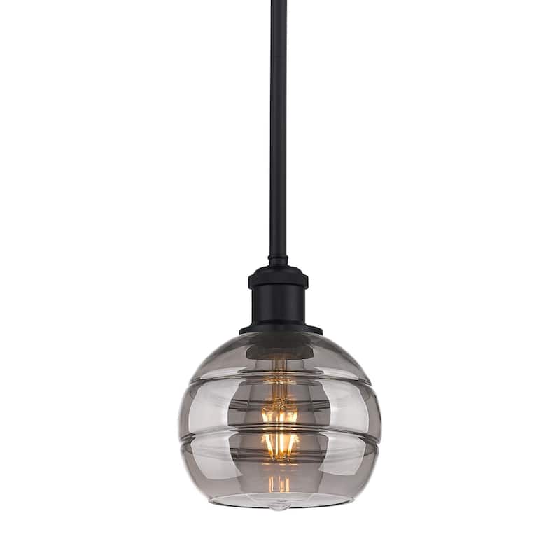 Innovations Lighting 516-1S-8-6 Rochester Pendant Rochester 6" Wide - Matte Black / Light Smoke