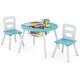 preview thumbnail 41 of 48, Costway Kids Wooden Round Table & 2 Chair Set w/ Center Mesh Storage - See Details Multi