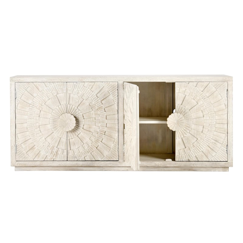 Classic Home Apollo 84" Mango Wood Sideboard in Whitewash