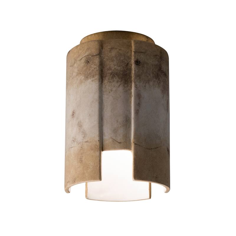 Justice Design Group Radiance Stagger Ceramic Flush-Mount Light - Incandescent - Greco Travertine