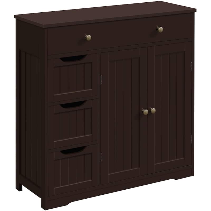 Yaheetech Bathroom Storage Cabinet Free-Standing Floor Cabinet With 4 Drawers and 2 Doors - N/A