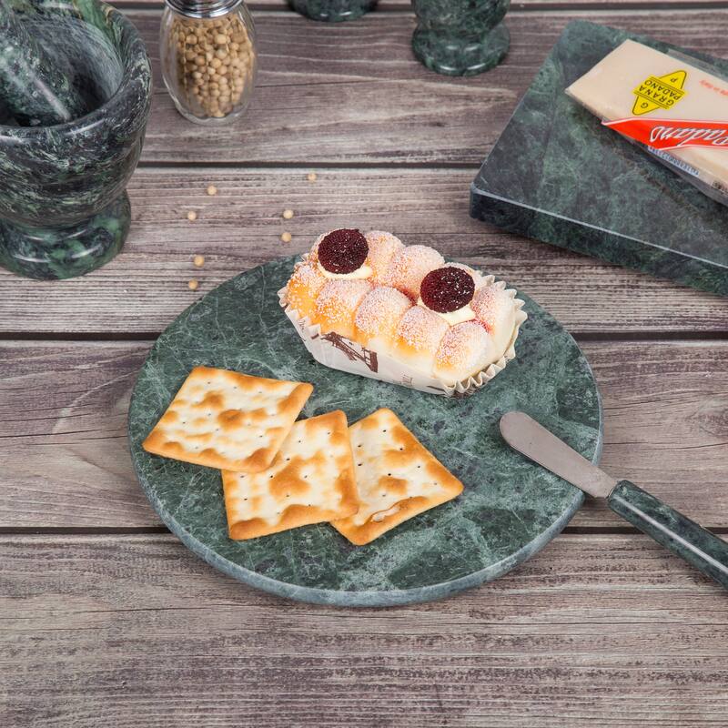 Creative Home Green Marble Round Trivet, Cheese Board