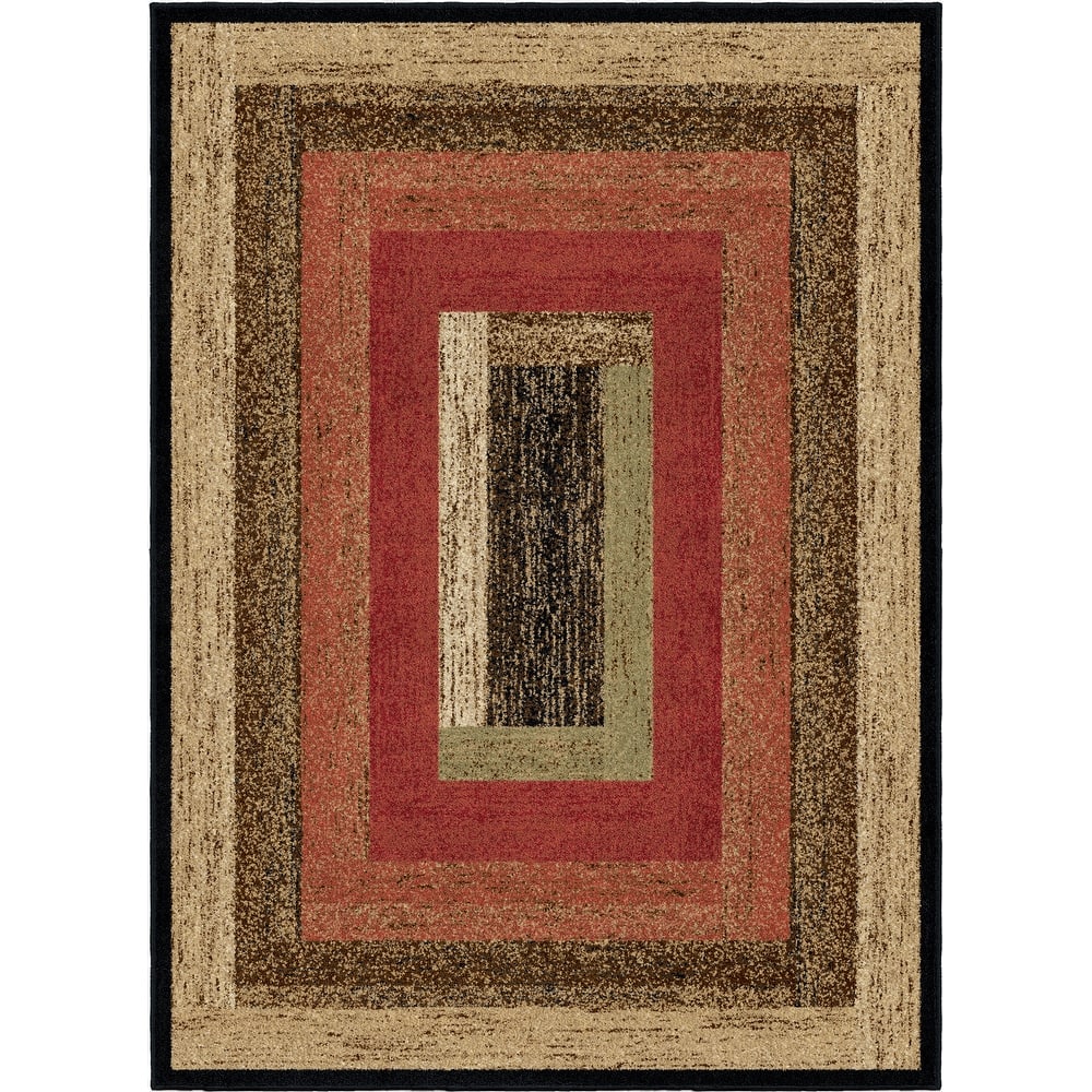 Mayberry Hearthside Rustic Panel Striped Lodge Area Rug
