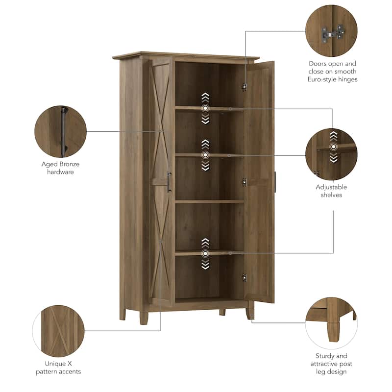 Key West Tall Storage Cabinet with Doors and Shelves by Bush Furniture