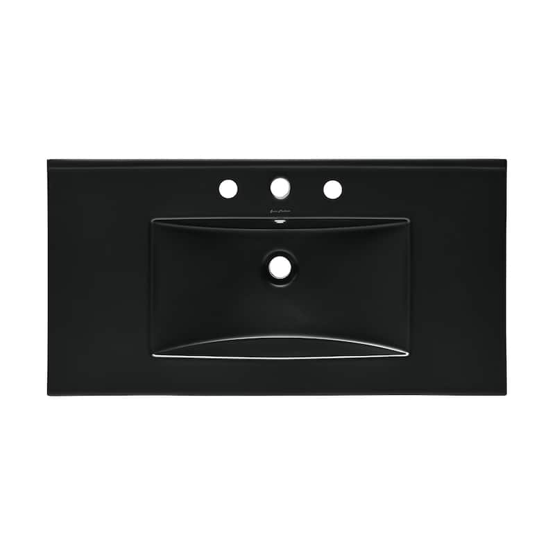 36" 3-Hole Widespread Vanity Sink Top In Glossy Black - 36