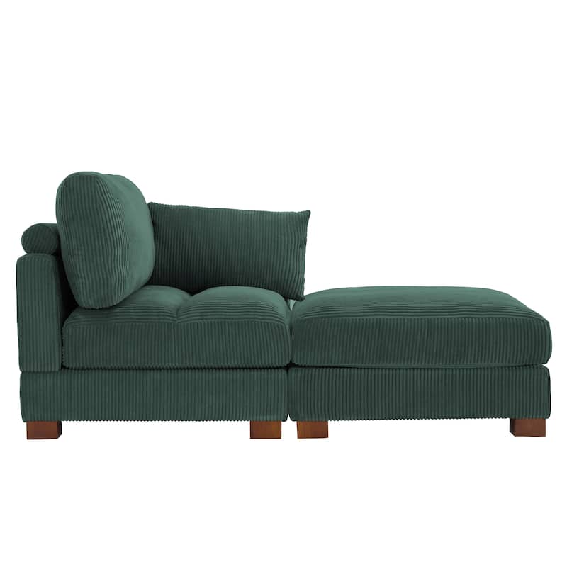 Modern 43'' Corduroy Comfy Sectional Chaise Lounge with Pillow