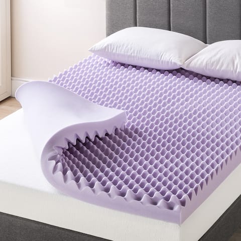 4 Inch Egg Crate Memory Foam Mattress Topper with Soothing Lavender Infusion - Crown Comfort