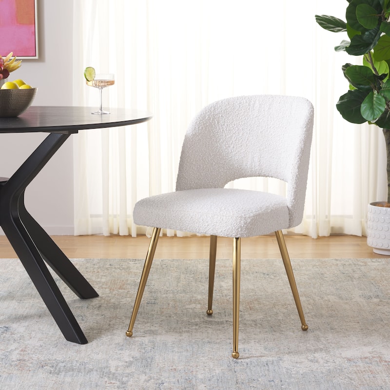 SAFAVIEH Lu Dining Chair - 19.3 In. W x 21.3 In. D x 33 In. H - 19Wx21Dx33H - Cream/Brushed Gold