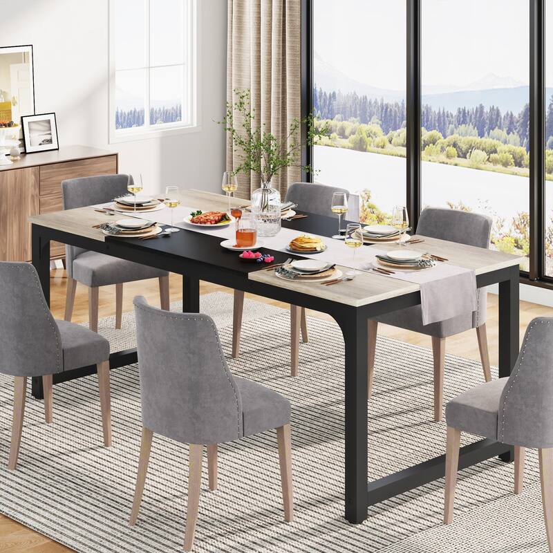 71" Modern Dining Table for 6-8, Kitchen Table for Dining Room - 70.87" L x 31.50" W x 29.53" H