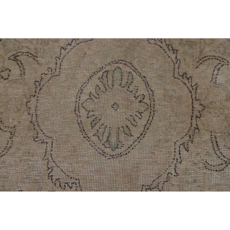 Vintage Distressed Tabriz Persian Area Rug Hand-Knotted Wool Carpet - 7'4" x 10'7"