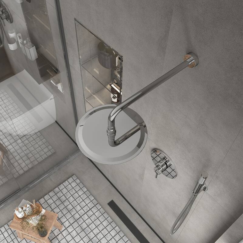 Clihome 10" Wall Rainfall 2 Way Round Shower System