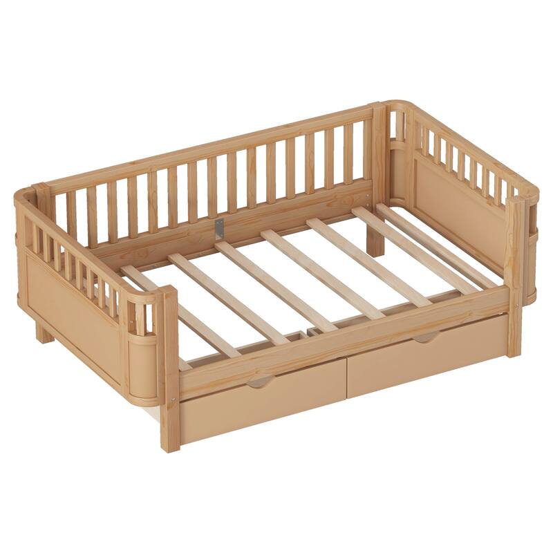 GDF Studio - Willow Twin Wood Platform Bed with Storage Drawers and Rails