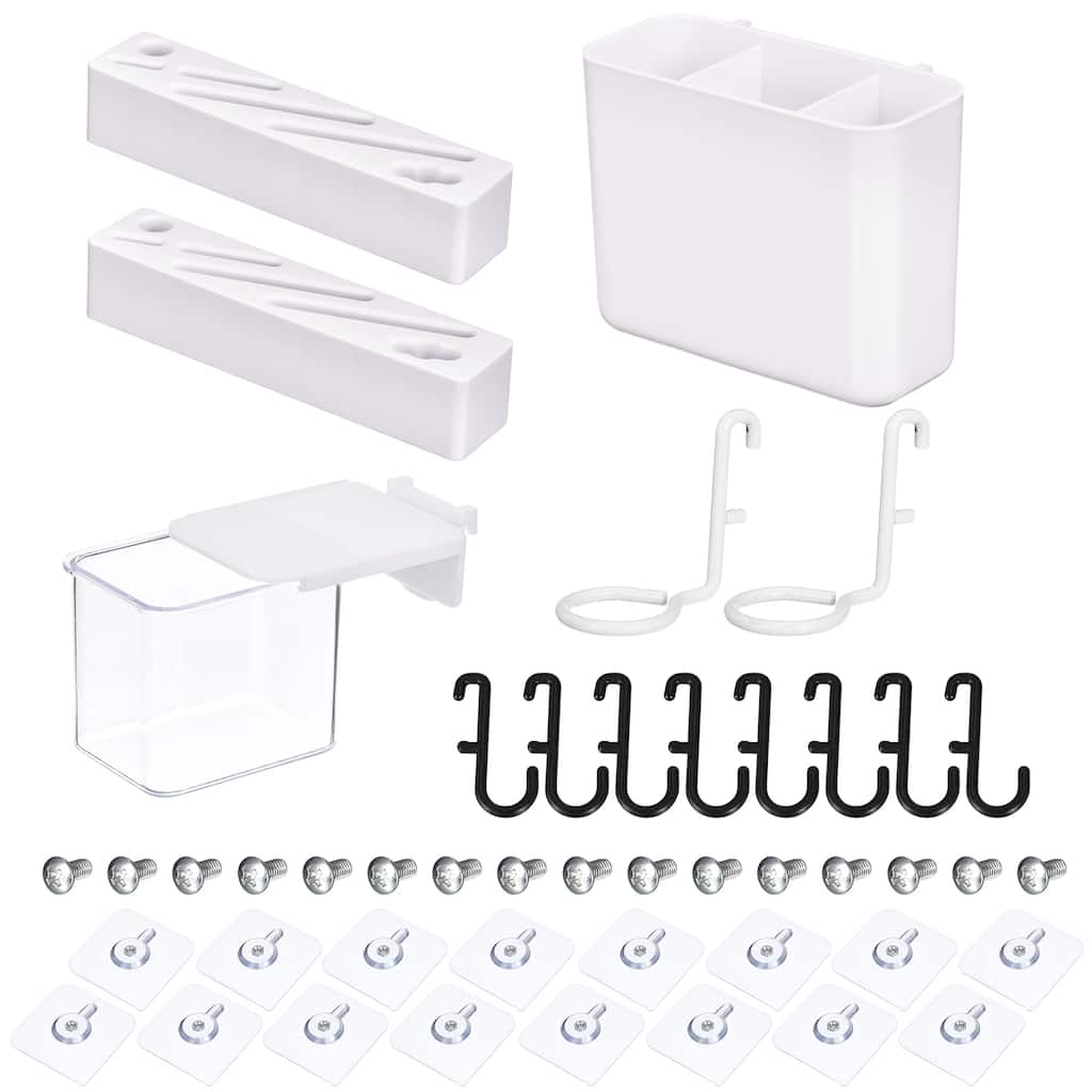 Peg Board Organizer Kit Included S-type Hook Pegboard Bins for Garage Craft Room - White