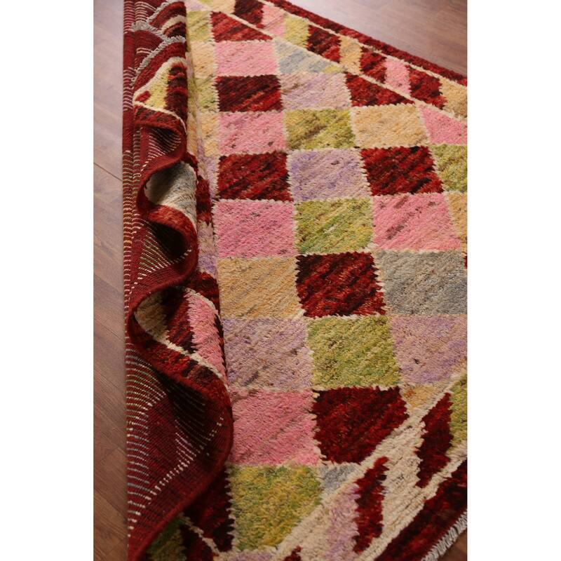 Trellis Geometric Moroccan Rug Living Room Handmade Wool Carpet - 5'3" x 6'6"