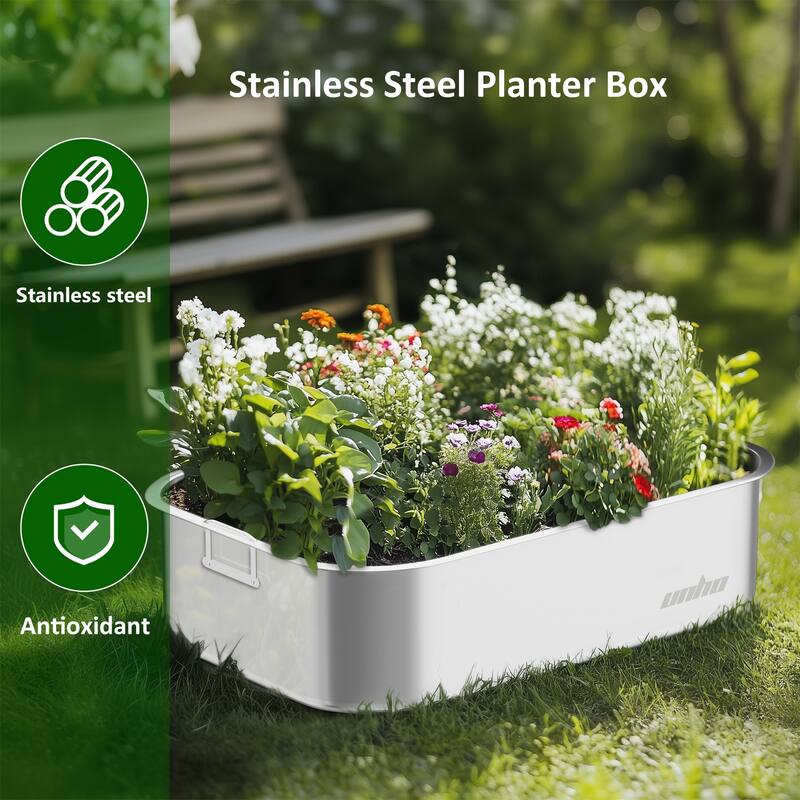 Stainless Steel Planter Box with Wire Handle Greenhouse Planting Box (set of 3)