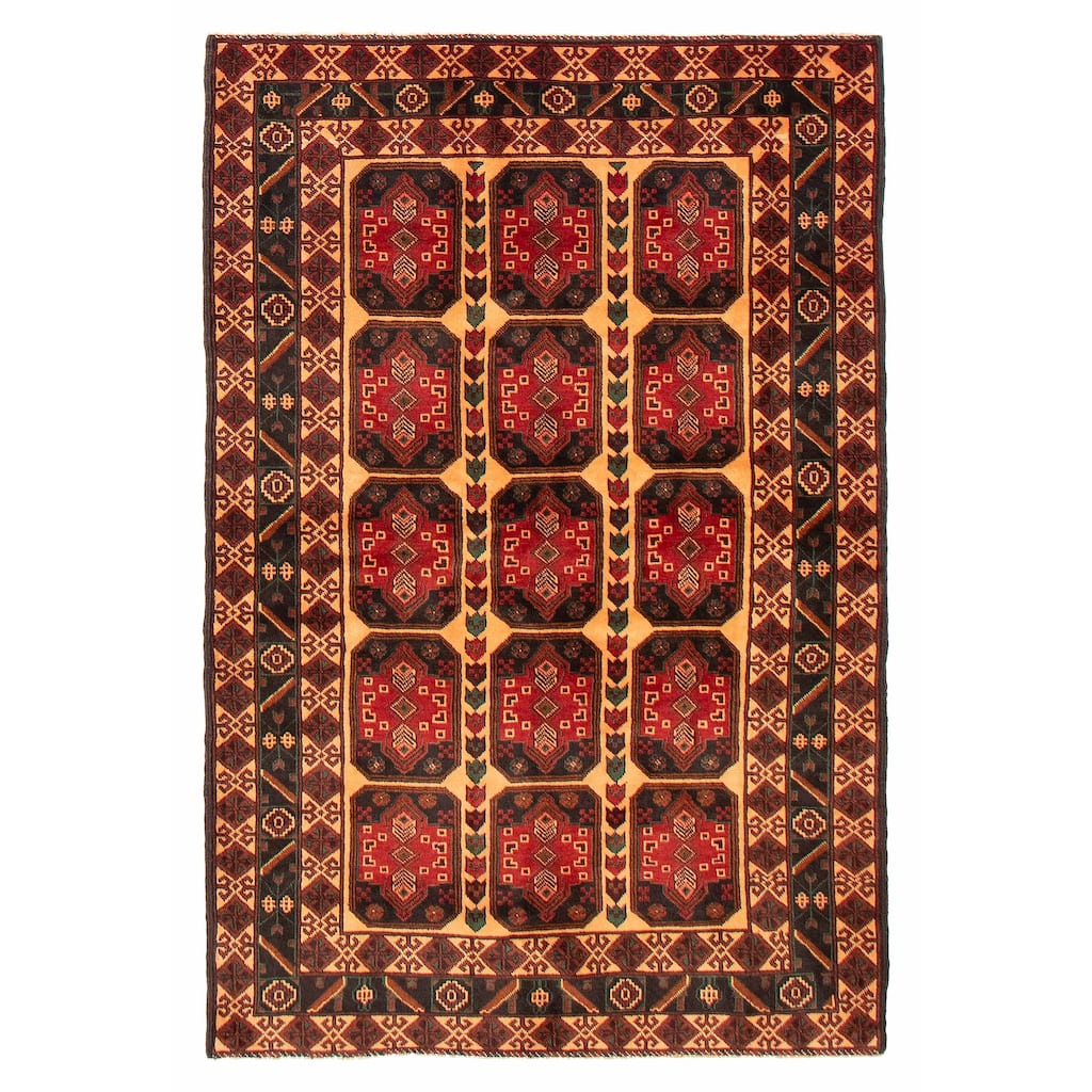 Teimani Beige, Red Rug 4'3" x 6'7" - 4'3 x 6'7