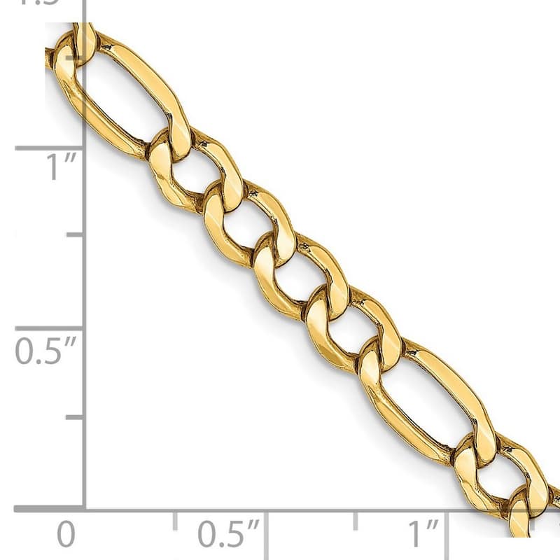 Curata 14k Gold 5.75mm Semi solid Figaro Chain Bracelet
