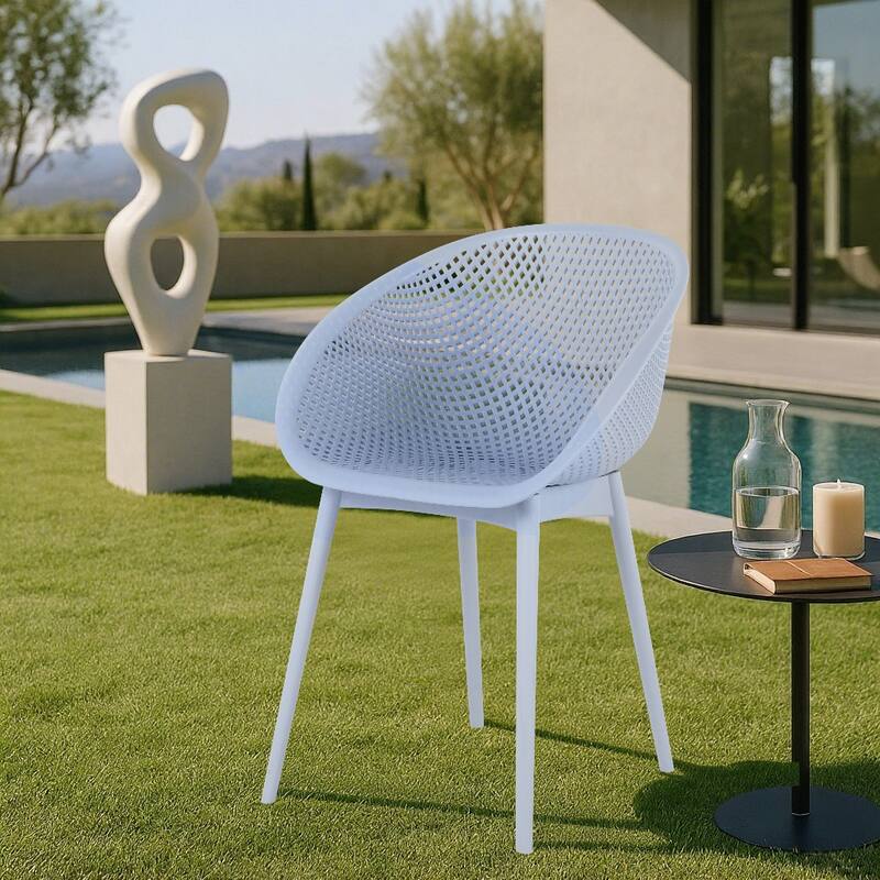 2-Pack Modern Lounge Chairs - Indoor/Outdoor All-Weather PP Plastic, Lightweight for Patio, Beach, Living Room