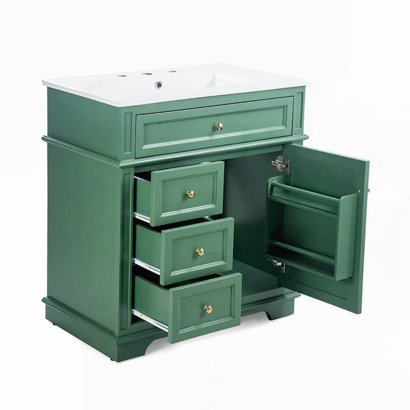 30" Bathroom Vanity with Sink and One Tip-out Drawer