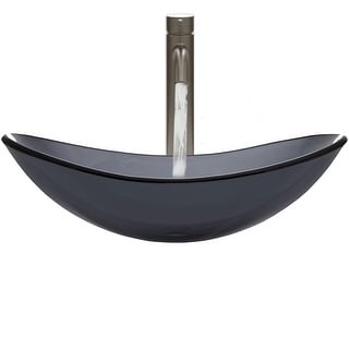 Eden Bath Dark Gray Canoe Glass Vessel Sink