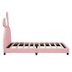preview thumbnail 6 of 7, Pink Twin Upholstered Leather Platform Bed with Rabbit Ear Ornament