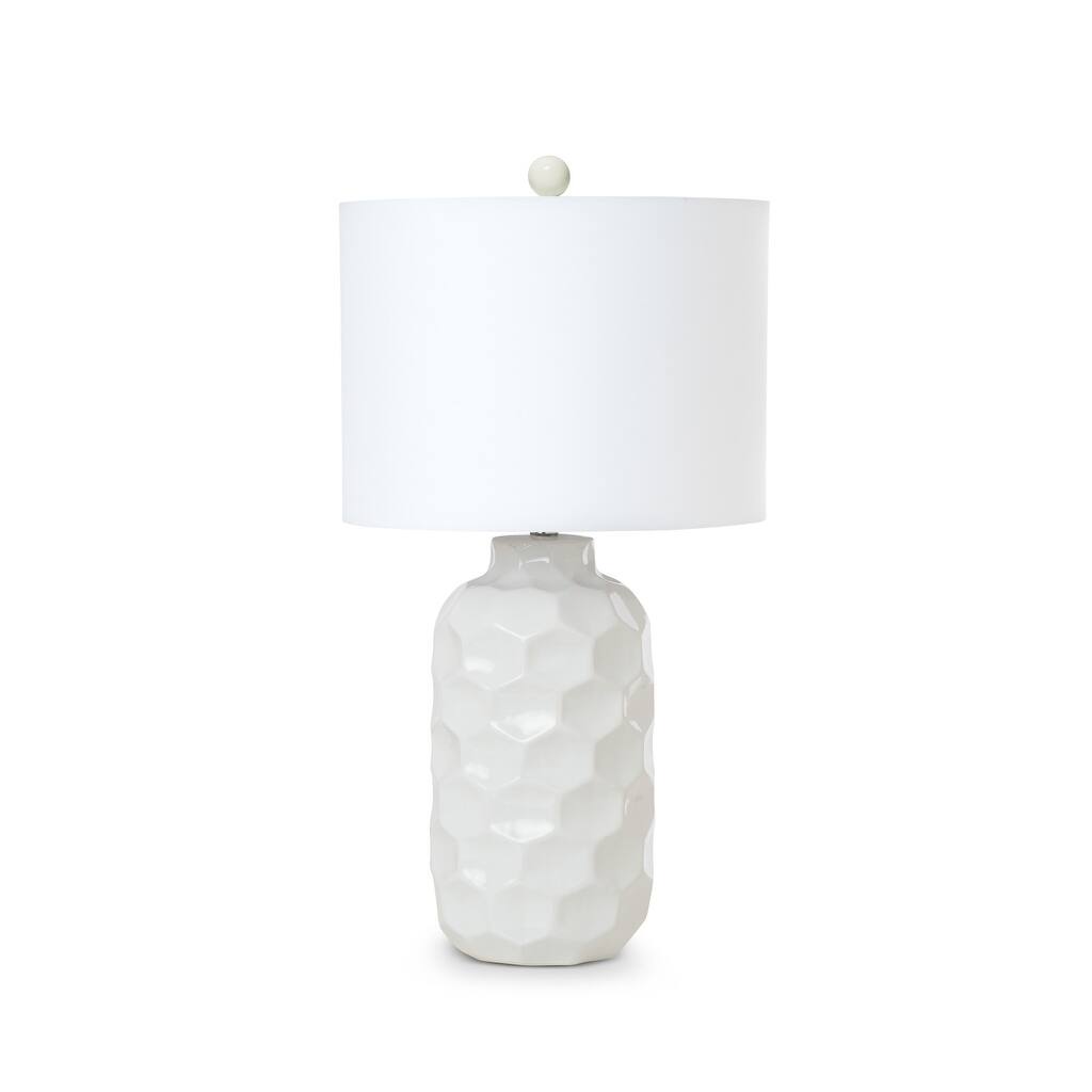 HomeRoots Set of Two 28" White Ceramic Table Lamp With White Cone Shade - 15' X '28' X '15