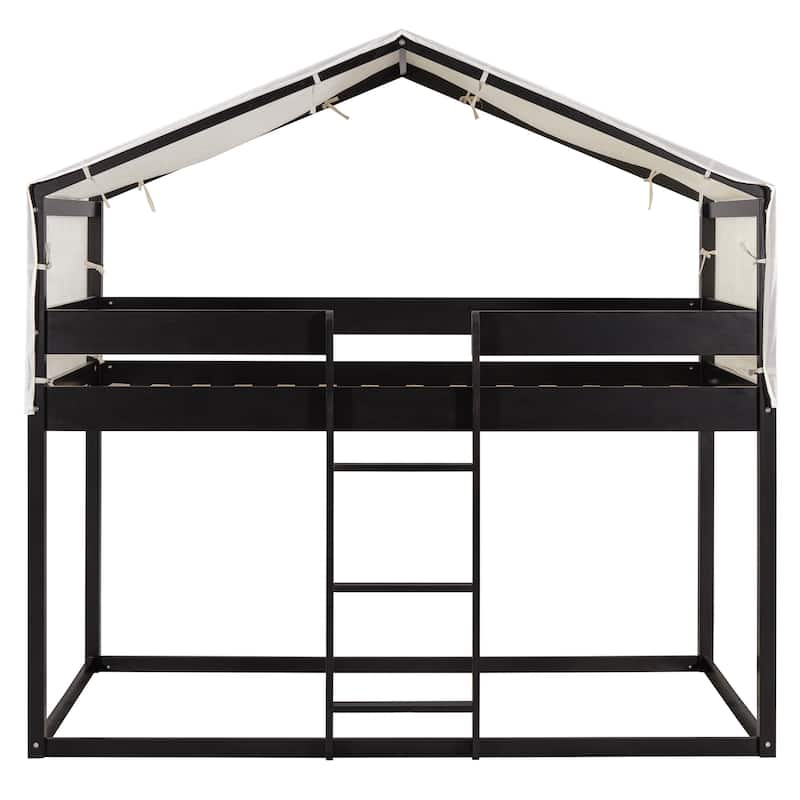 Twin Over Twin Wood Bunk Bed with Tent