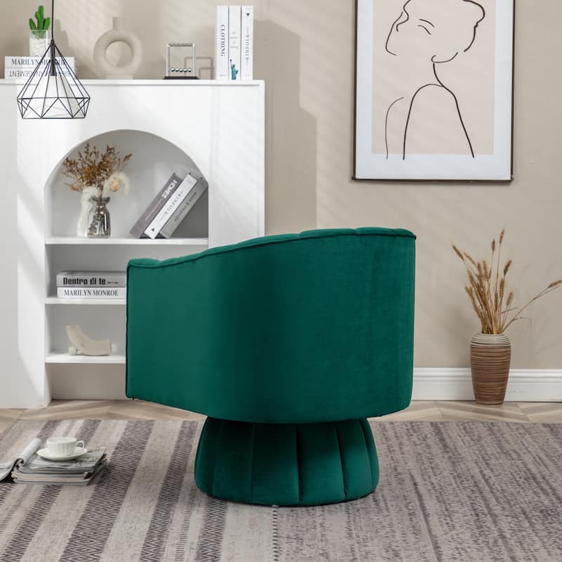 SEYNAR Modern Glam Velvet Upholstered Round Swivel Accent Arm Barrel Chair for Living Room