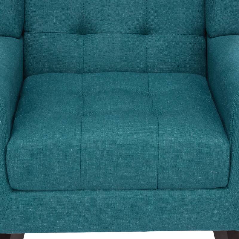 Modern Tufted Wingback Accent Chair Linen/Faux Leather/Velvet Armchair
