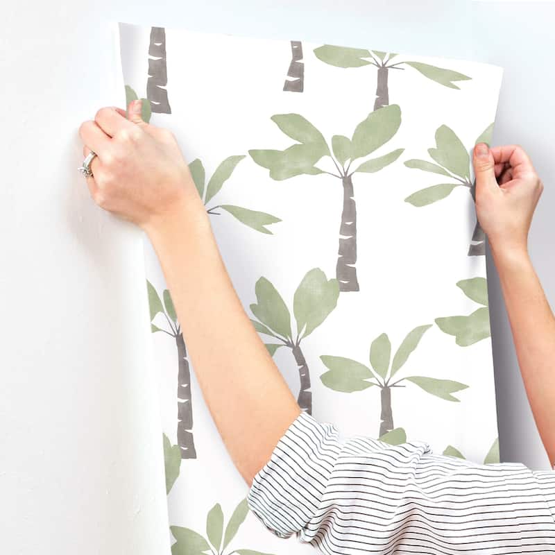 York Wallcoverings Painted Oasis Leaf Green Wallpaper