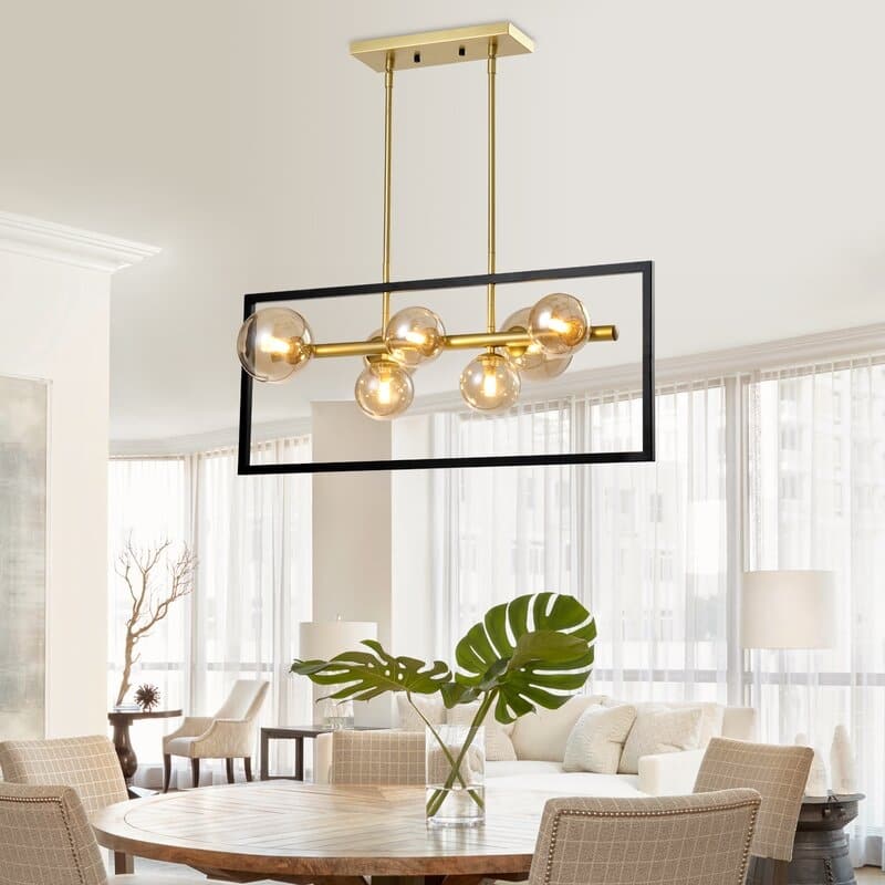 Maxax 7 - Light Kitchen Chandelier with Hand Blown Glass Accents - - MX2028-P7