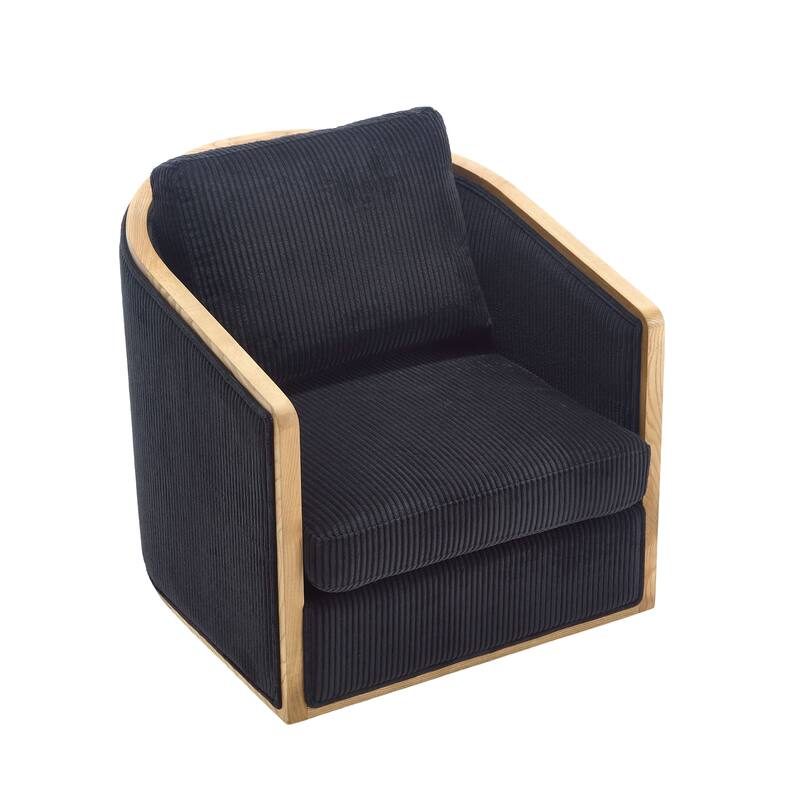 Corduroy Barrel Chair, Comfortable Living Room Accent Sofa Chair, 360 Degree Swivel Side Club Chair Leisure Arm Chair